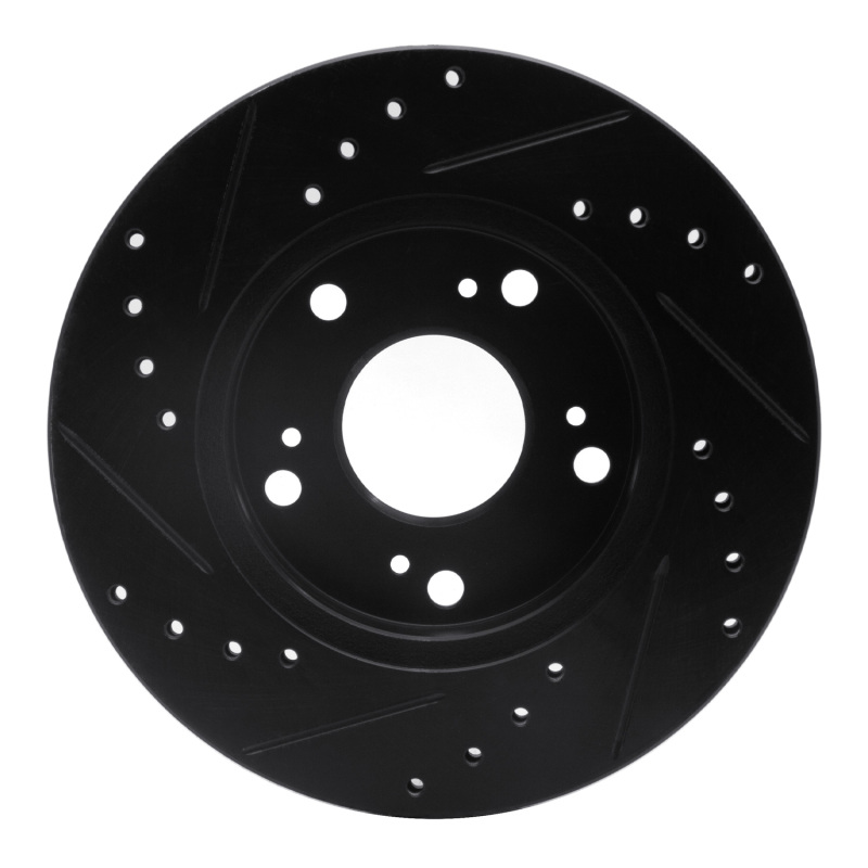 Acura RSX Brake Rotor (1) - Front Right - R1 Concepts - Drilled & Slotted - Black - `02-`15